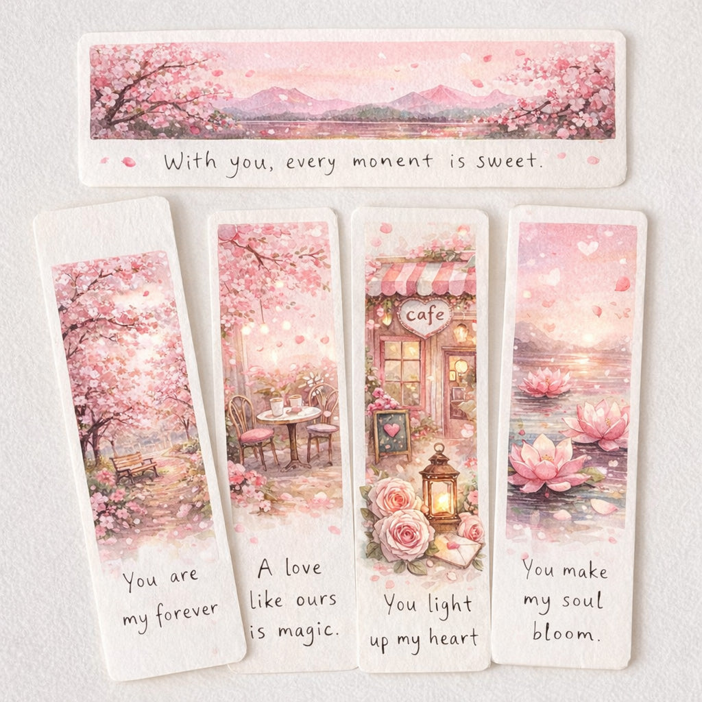Cherry Blossom Cafe Bookmarks [Set of 5]